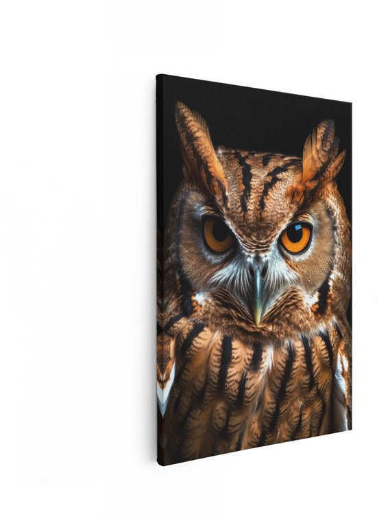 Artaza Canvas Schilderij Oehoe - 40x60 cm - Wanddecoratie Uil - Muurdecoratie Vogels - Decoratie Dieren - Schilderijen Op Canvas