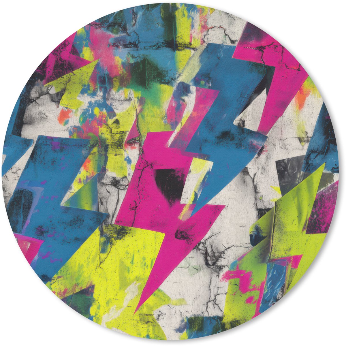 Muismat rond 40x40 cm - Mousepad Bliksemschichten - Patroon - Marmer print - Kleuren - Ronde muismatten