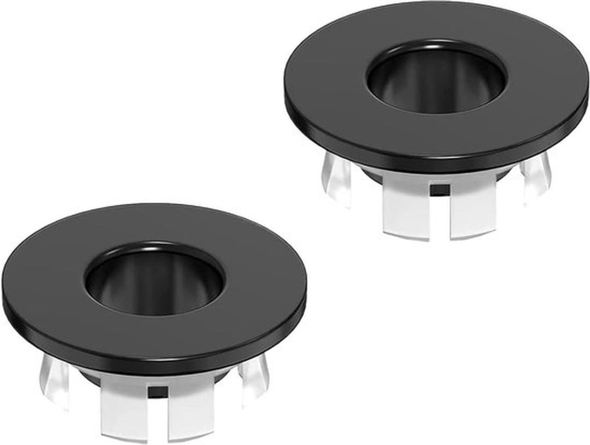 Zwarte Gootsteen Overloop Cover Set van 2 - Badkamer Keuken Accessoires met Messing Afvoer Cover - Overloop Ring en Insert Gat Trim Cap Ring - Voor Badkuip