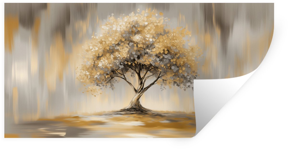 Muurstickers - Sticker Folie - Schilderij - Boom - Abstract - Bladeren - 80x40 cm - Plakfo