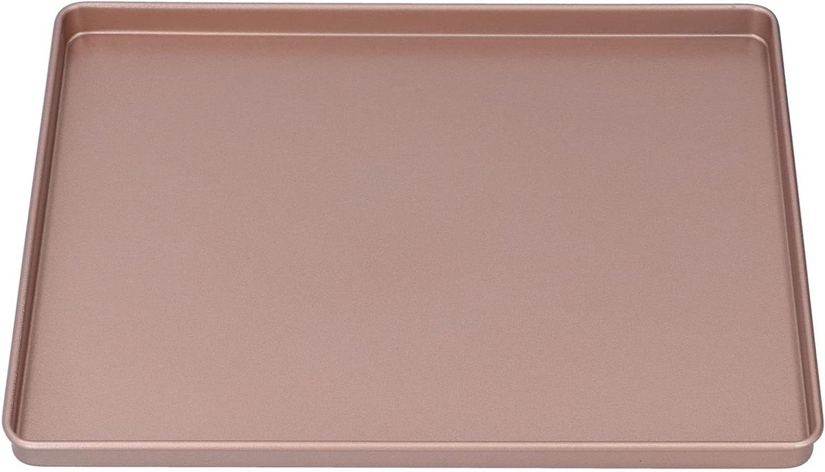 Jhubers Goods - Taartvorm - Rechthoekig - Antiaanbaklaag - 30,5 x 25,5 x 1,7 cm - Koolstofstaal - Roségoud - Voor thuis - Keuken - Oven.