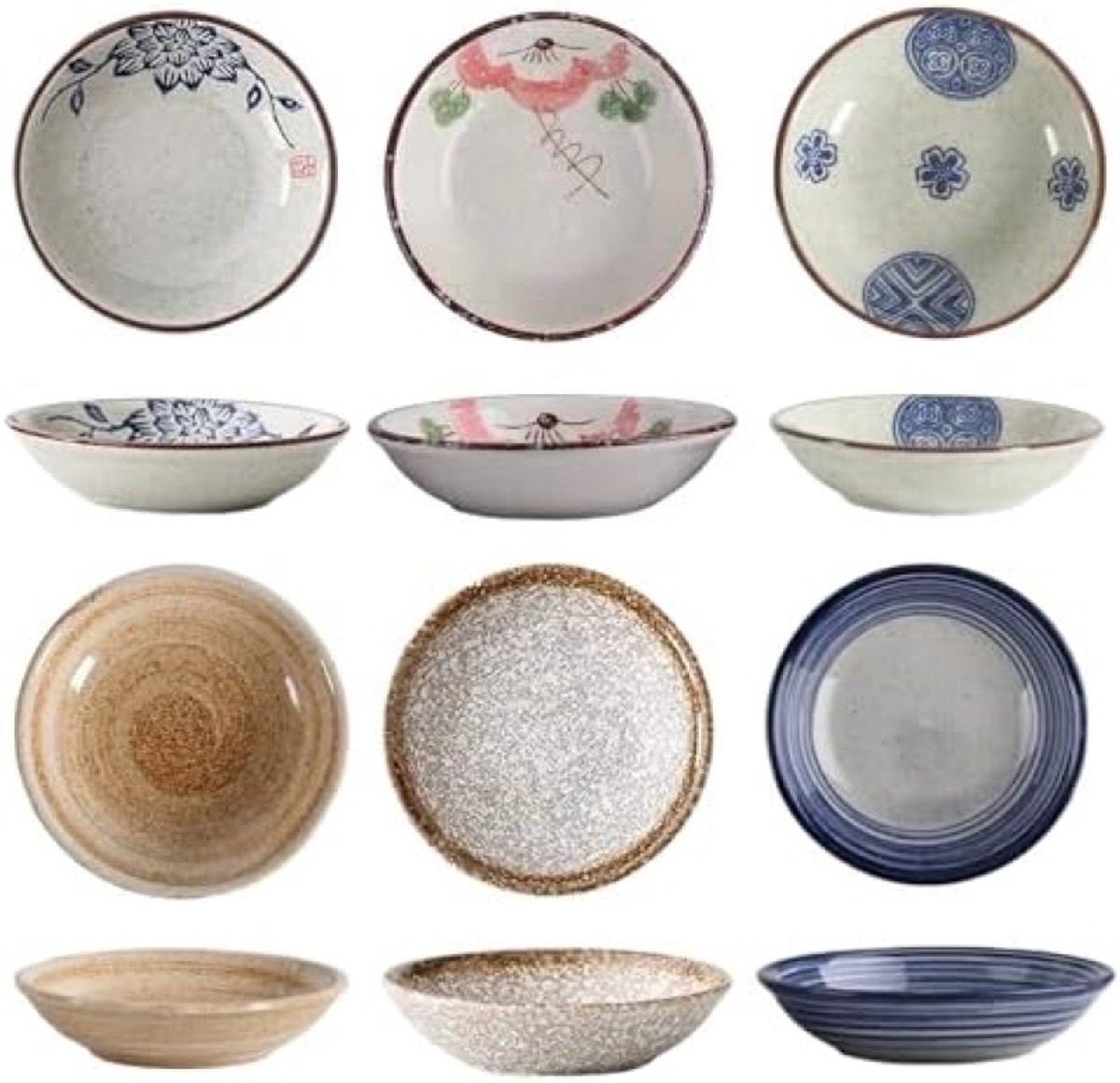 ST TRADING - Set van 6 porseleinen dipschaaltjes voor sushi en snacks