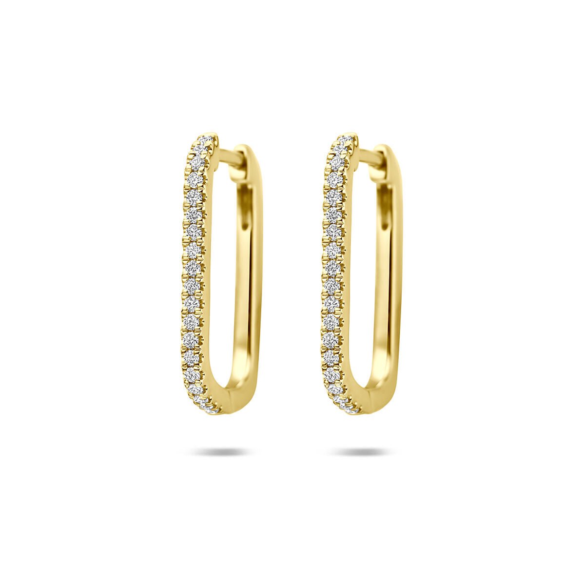 14K Geelgouden klapoorringen 0.19ct 2x 0.095ct g vs 18 mm - 4035167