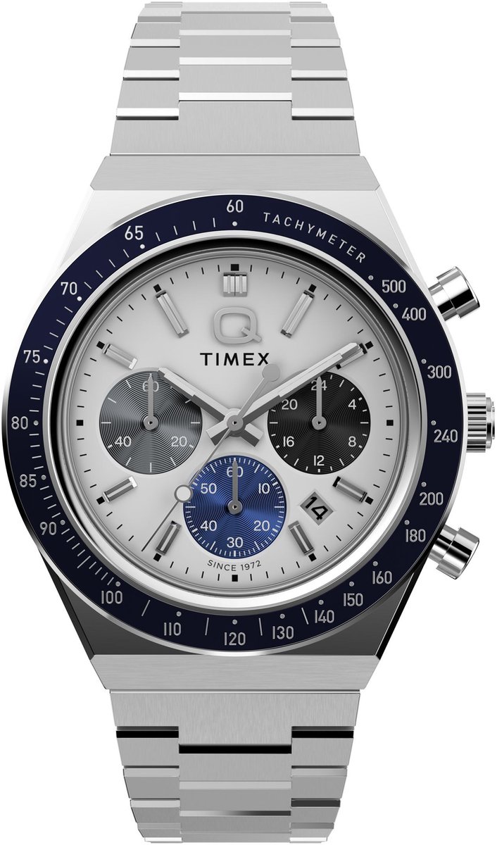 Timex Q Timex® Chronograph Quartz Chronograaf Horloge Zilverkleurig Kast: 100% Roestvrij Staal | Armband 100% Roestvrij Staal 40 mm TW2Y36200AJ
