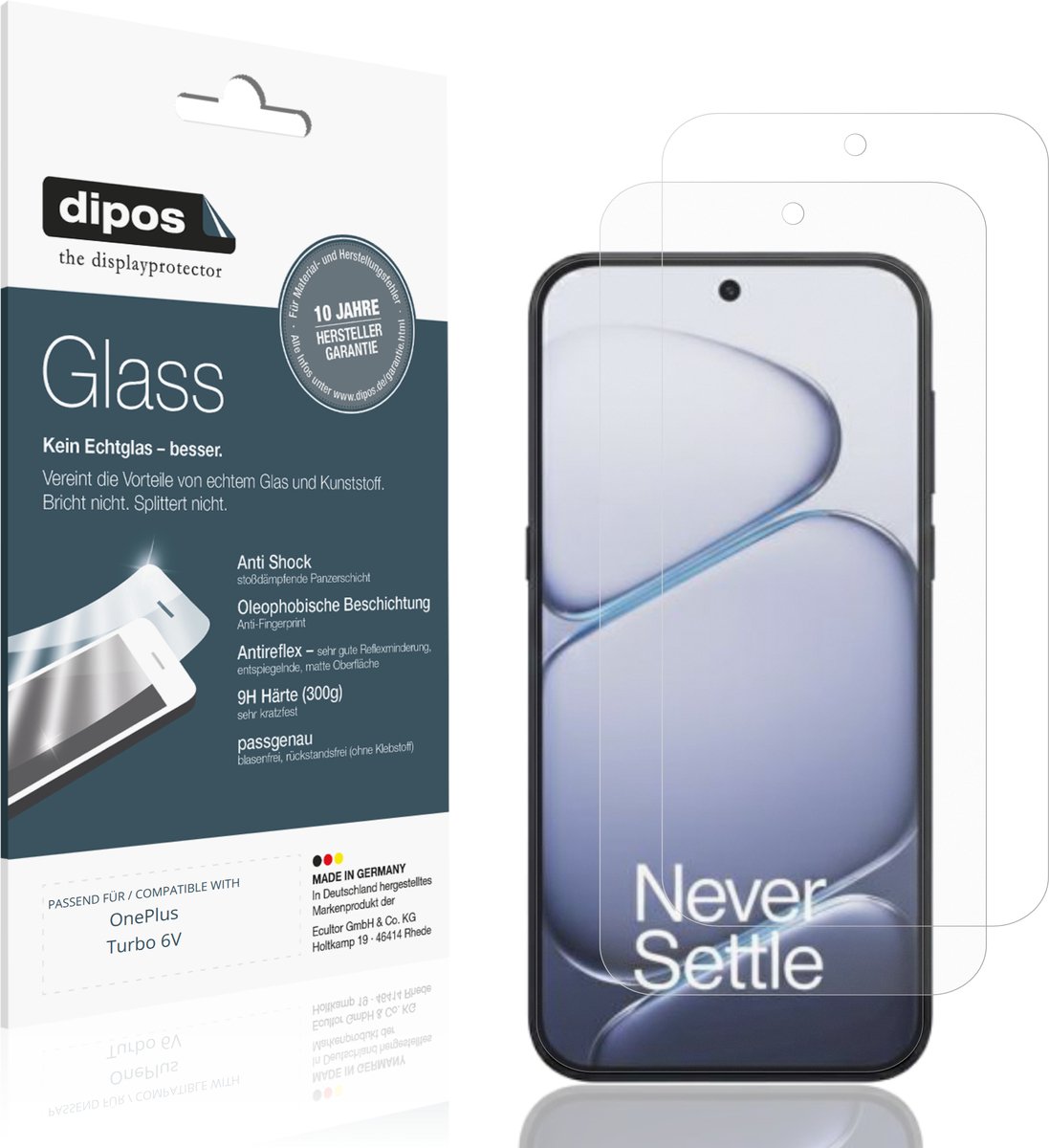 dipos – 2x Matte Pantserfolie geschikt voor OnePlus Turbo 6V | 9H Screenprotector