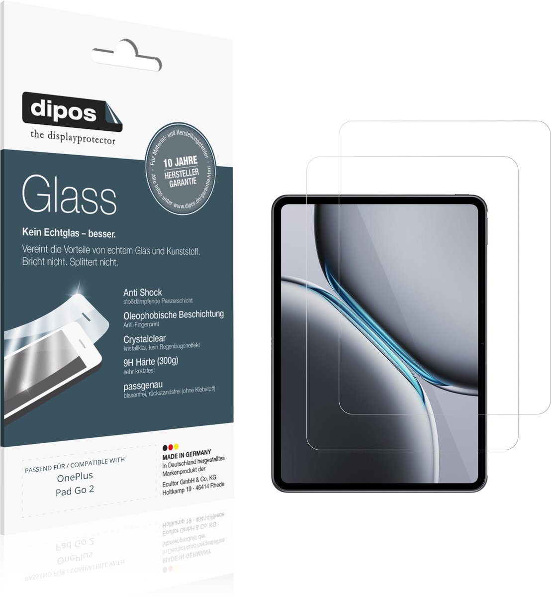 dipos – 2x Pantserfolie geschikt voor OnePlus Pad Go 2 | 9H Screenprotector