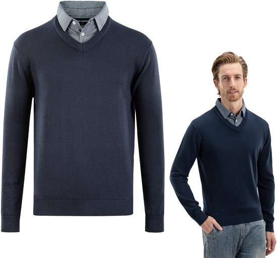 Milanoro - Pull col chemise homme - Marine - M