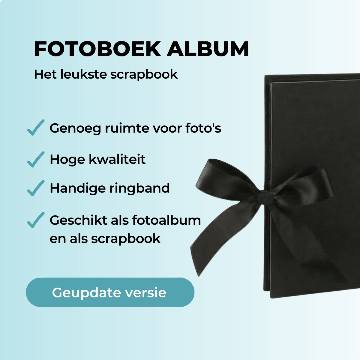 RENALUX Fotoalbum Plakalbum - Scrapbook Album - Plakboek - Foto Album - Gastenboek Bruiloft - Baby Album- 80 Pagina's - Zwart — afbeelding 2