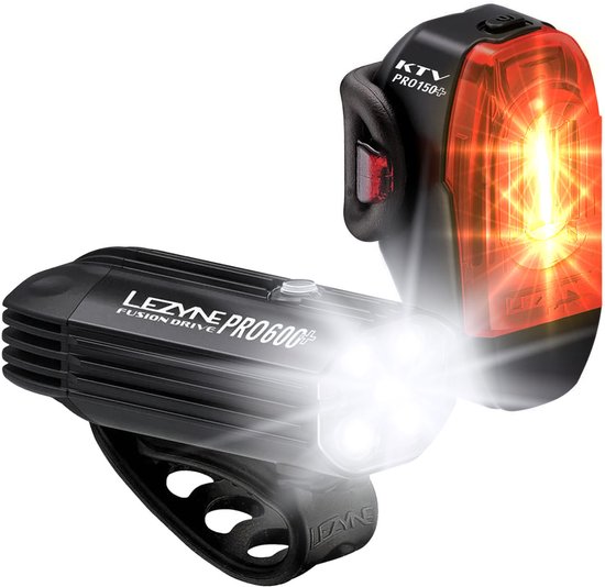 Lezyne Fusion Drive Pro 600 + KTC Drive Pro+ - Fietsverlichting set - Fietslicht voor en achter - Oplaadbaar - Waterdicht - 600 lumen - Zwart