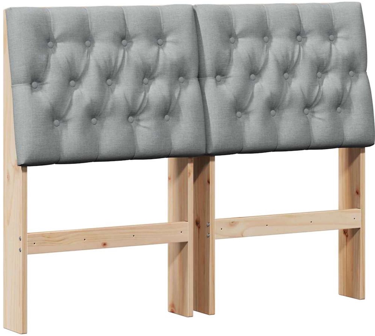 vidaXL Gestoffeerd - hoofdbord - Lichtgrijs - 120 - cm - Massief - grenenhout