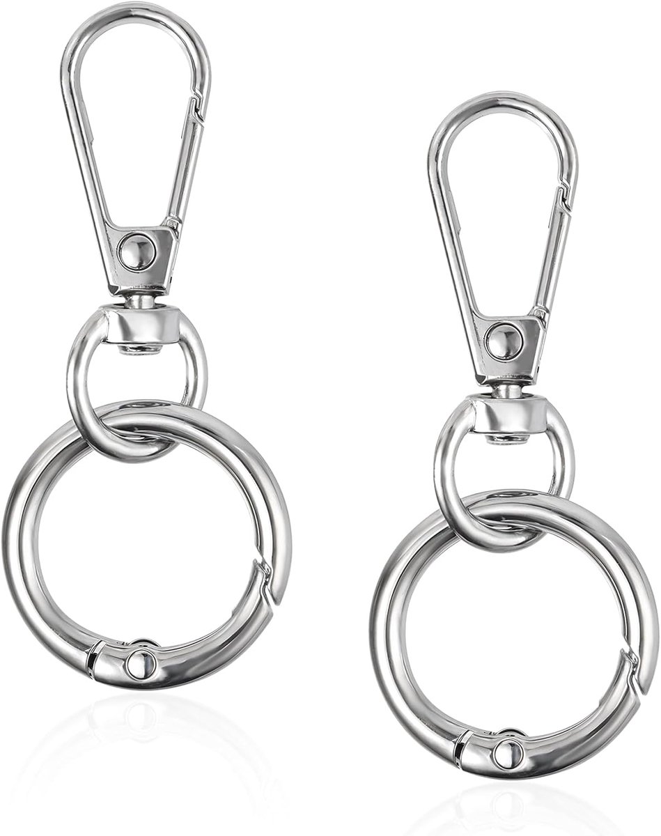 Removable Carabiner Hooks - 2 Pieces Rotating Metal Carabiner Hooks - Keychain - 360° Rotating Lobster Clasp - Clasps voor DIY Handbag en Accessoires