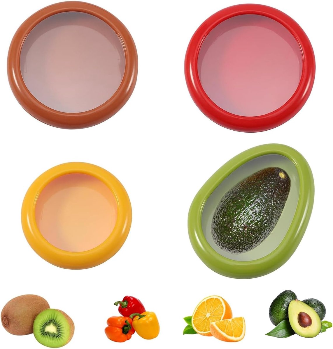4 Pcs Voedselopslagdozen met Silikonendeksel - Herbruikbare Koelkastdoos - Luchtdicht voor Fruit en Groenten - Fruitopslag in de Koelkast