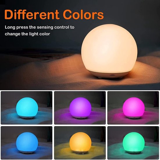 Touch Control Nachtlampje, Oplaadbare Kinderen Nachtlamp met 7 Kleuren, Dimbaar Draadloos Bedlampje met Timer en Geheugenfunctie, USB C Oplaadbaar, Veilig Baby Nachtlampje van One Fire — afbeelding 4