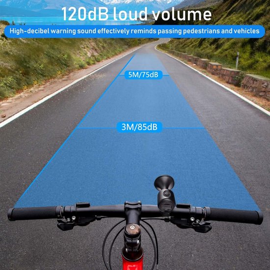 Elektrische fietsclaxon - IPX4 waterdicht - Rijwaarschuwingsclaxon - Veiligheidsclaxon voor voertuigen - 5 cm × 4 cm × 3 cm - Geschikt voor elektrische fietsen en scooters voor volwassenen en kinderen - Zwart — afbeelding 4