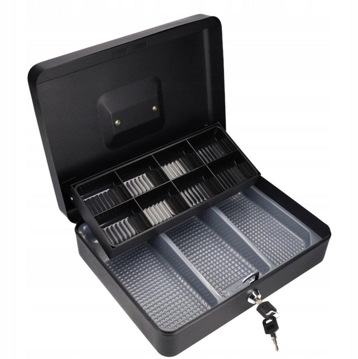 Geldkist 30x24x9cm met 3 vakken voor bankbiljetten en 8 voor munten