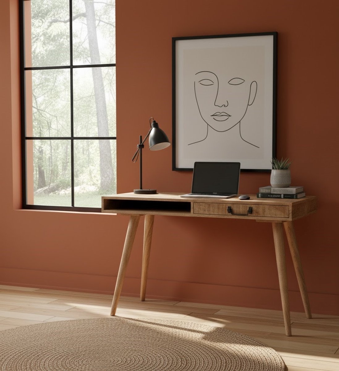 Bureau Oakline – Modern Industrieel - 118x50x77 cm - Modern Industrieel Mangohouten Bureau 118x50x77 - Medahomestore