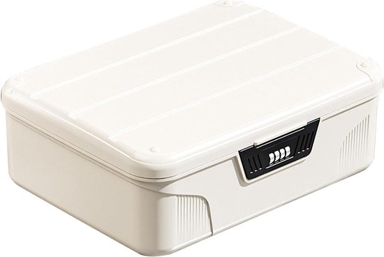 CSGoods - Afsluitbare opbergdoos voor medicijnen en levensmiddelen, met slot, groot formaat (wit, 33 x 26 x 12 cm)