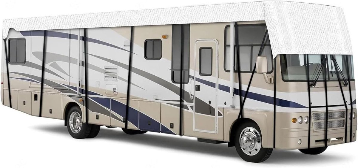Motorhome Tarpaulin - Waterproof Caravan Bescherming - 210D Oxford Fabric - Universele Tarpaulin met Opbergzak (6.5 x 3 m)