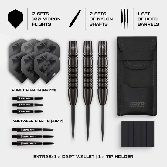 KOTO – Sting Black Bomb - 90% Tungsten - Dartpijlen - 27 Gram - Zwart - Steeldarts van KOTO — afbeelding 5