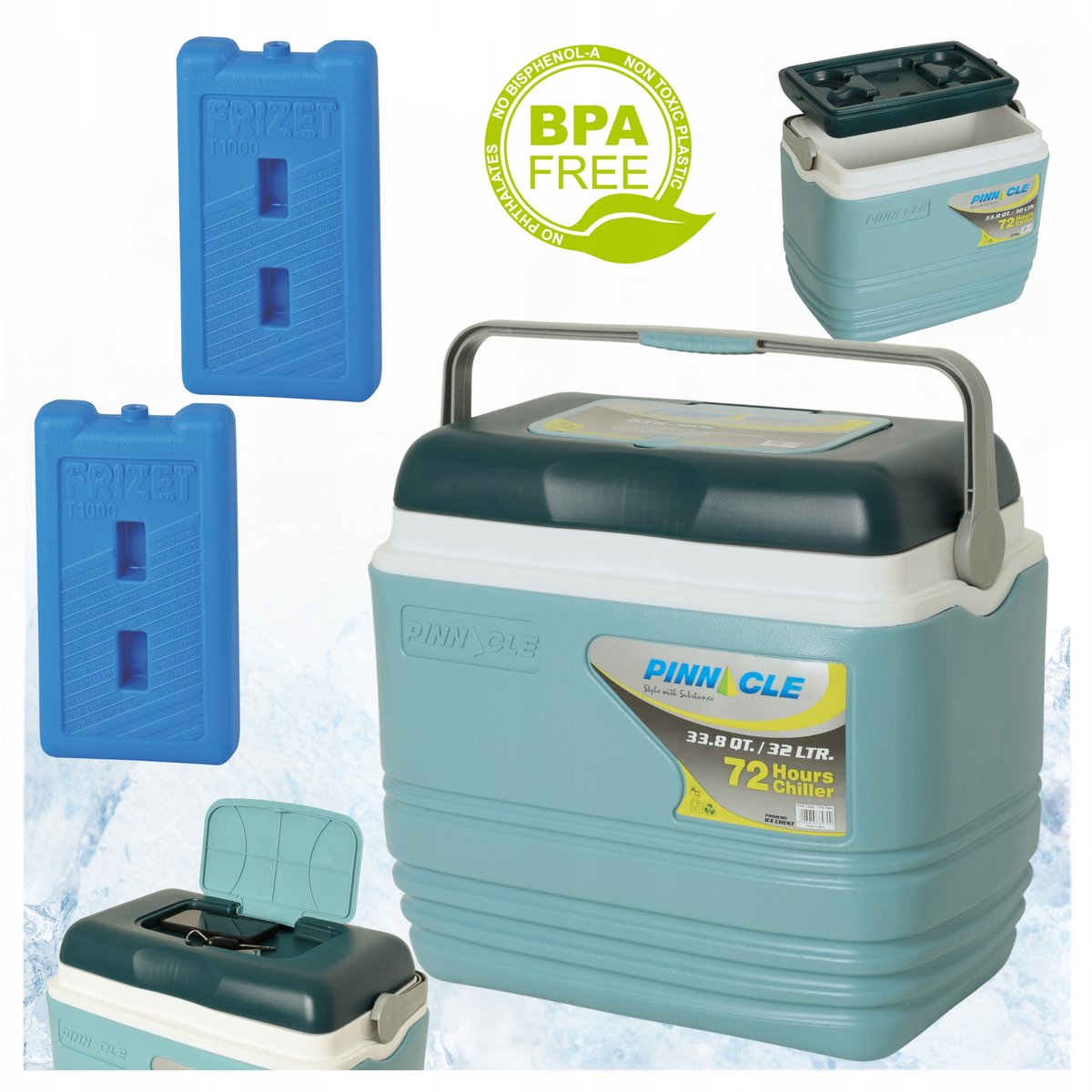 Pinnacle TPX7000 32L Blauwe Koelbox + 2x 1L Koel element