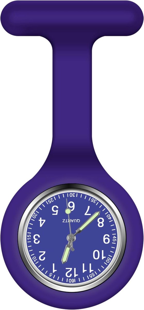 Nurse Watch With Clip - Elastic Silicone Case - Prevent Breakage - Luminous Hands - Dark Blue - Praktisch