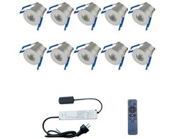 Begaman Inbouw LED Spots - Set van 10 - Dimbaar voor Overkapping - IP65 -Verlichting voor Veranda - Zilvergrijs