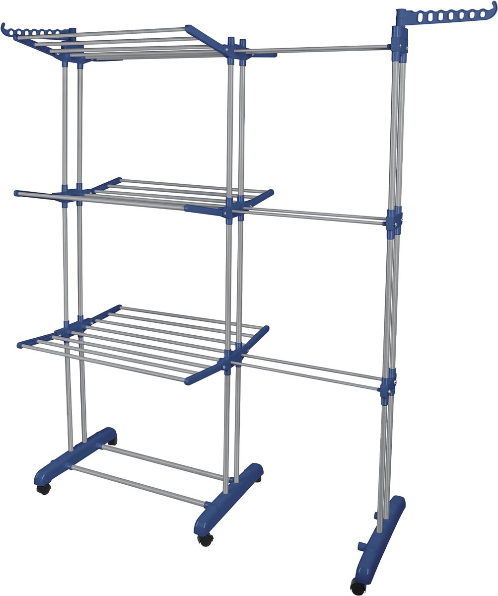 PIPIPOXER-Uitschuifbare Droogtoren-Droogrek – Inklapbaar Wasrek – Uitgerust met Wieltjes-Blauw
