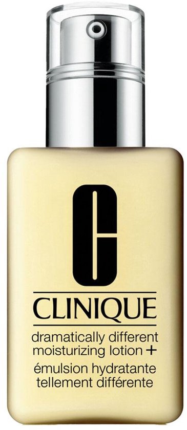 Fles Clinique Dramatically Different Moisturizing Lotion+ met zilveren pomp.