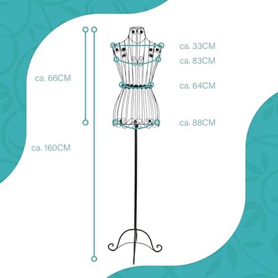Metalen kledingpop Bella Donna - Vintage uitstraling voor etalages en kledingstandaards — afbeelding 5