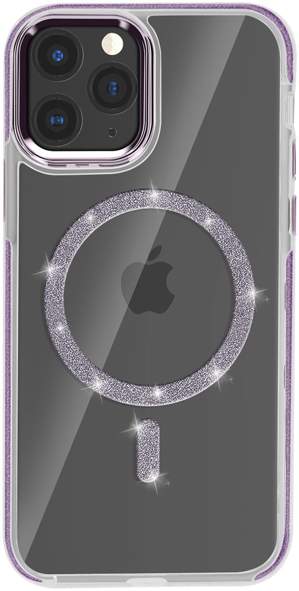 Avizar MagSafe hoesje Geschikt voor Apple iPhone 11 Pro Max Siliconen glitter, Paars