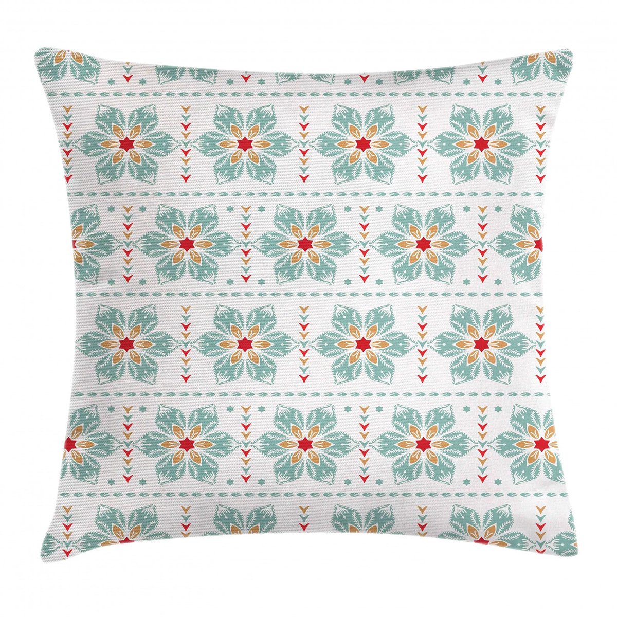 ABAKUHAUS Vintage-Winter Kussenhoes – Noel Poinsettia – 50x50 cm – Licht teal Pale Teal