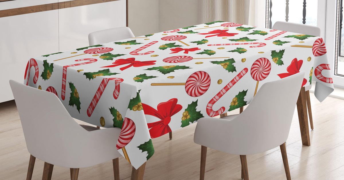 ABAKUHAUS Tafelkleed Snoepstok – Rechthoek 140x240 cm, Rood/ Groen