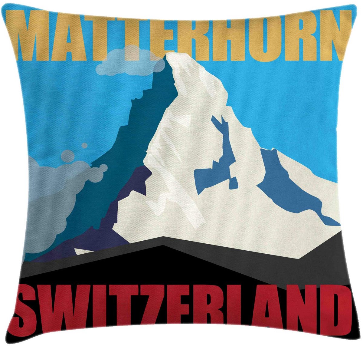 ABAKUHAUS Matterhorn Kussenhoes – Dubbelzijdig bedrukt – 50x50 cm – Geel/Blauw Geel Blauw