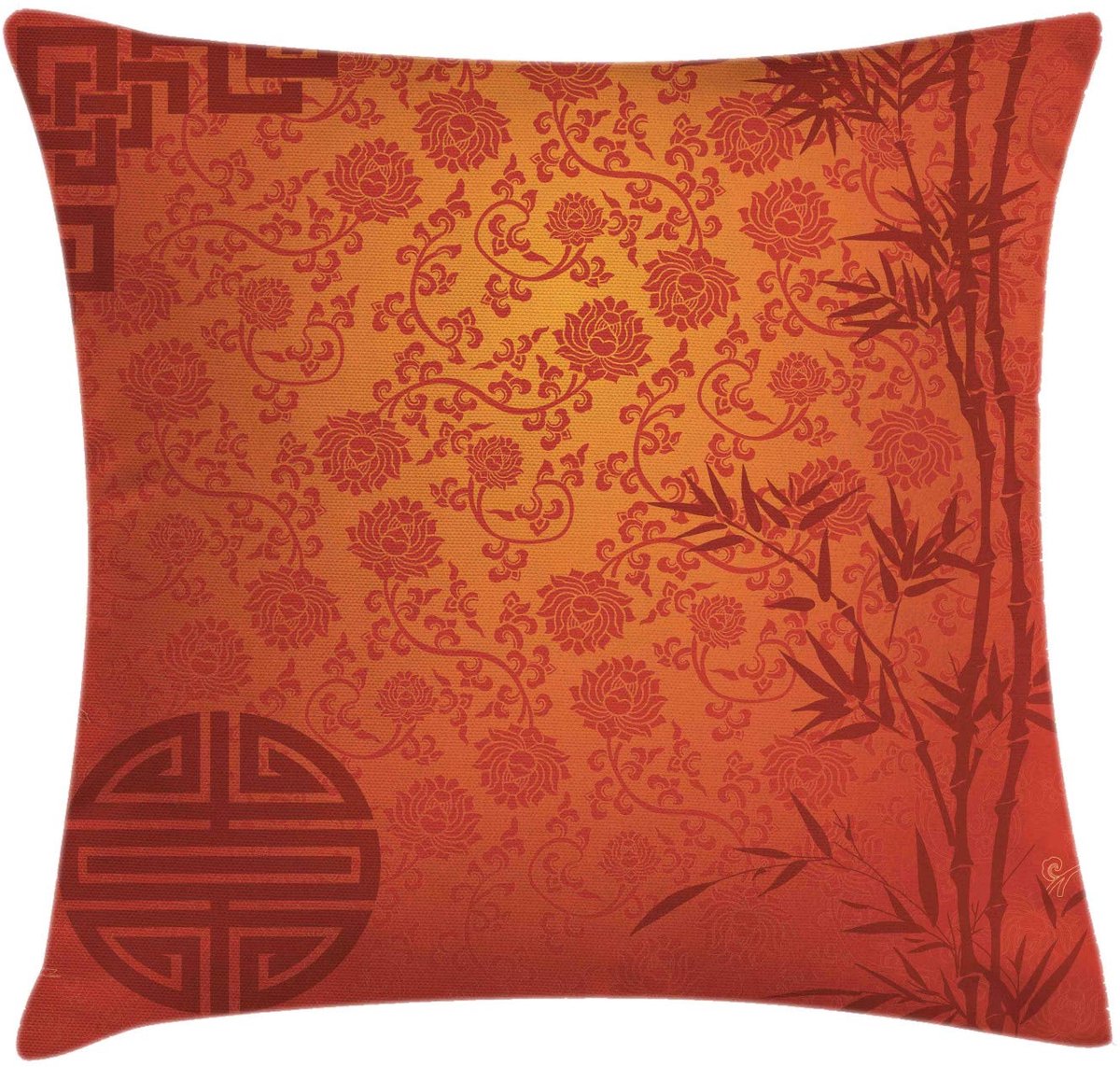 ABAKUHAUS Kussenhoes – Chinees Stijl – 50x50 cm – Dubbelzijdig bedrukt Hellorange