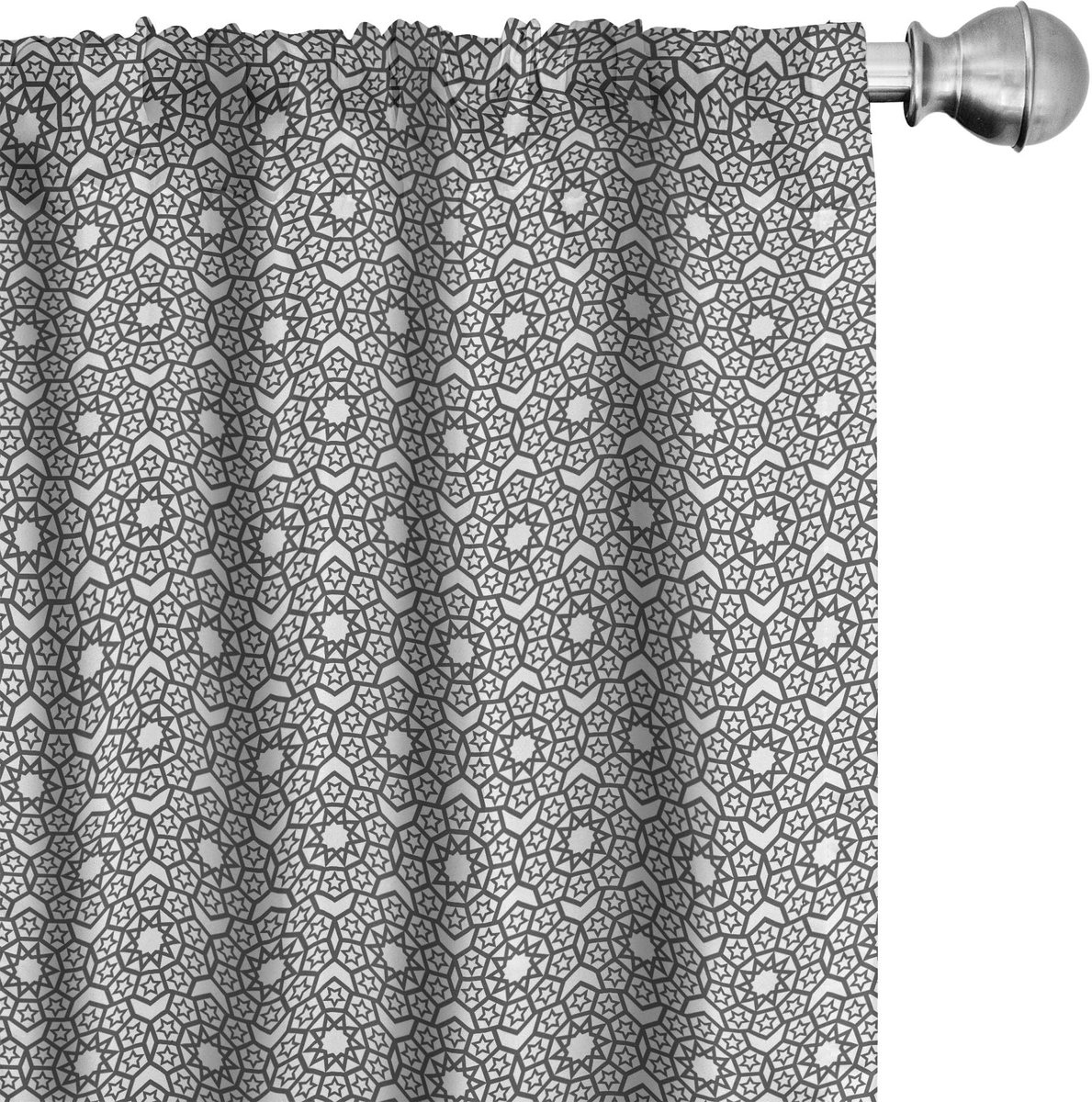 ABAKUHAUS Paneelgordijnen Geometrisch – 2x75x225 cm – Microvezel Charcoal Grijs Wit