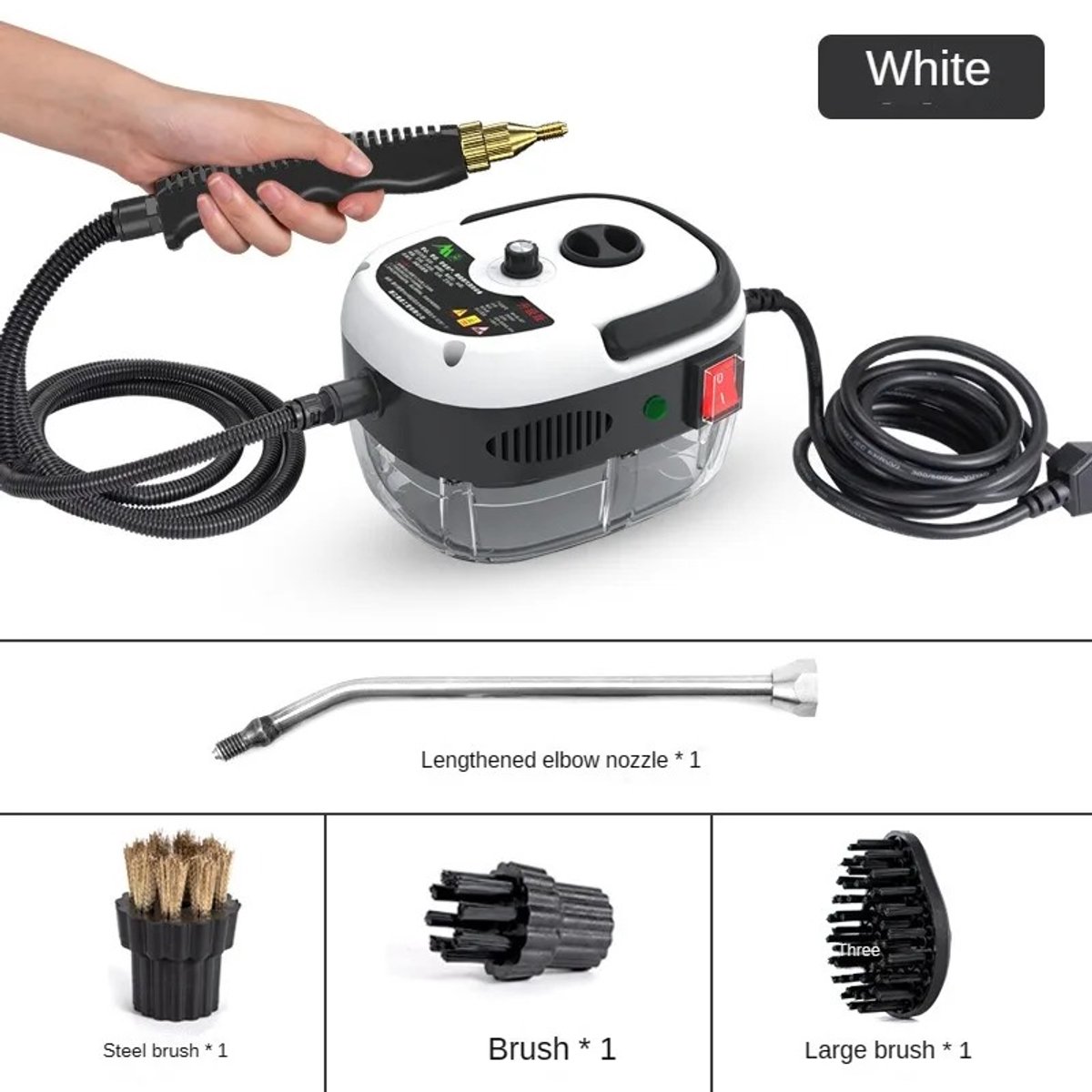2500W Handheld Stoomreiniger - 8 Opzetstukken & Hoge Druk thumbnail 3
