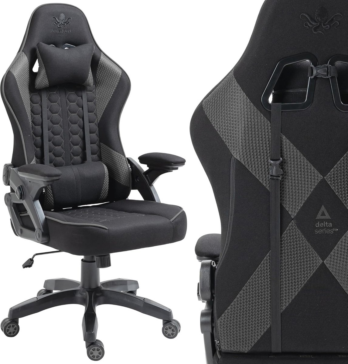 Ergonomische Gamingstoel in Hoogte Verstelbaar - Zwart-Grafiet