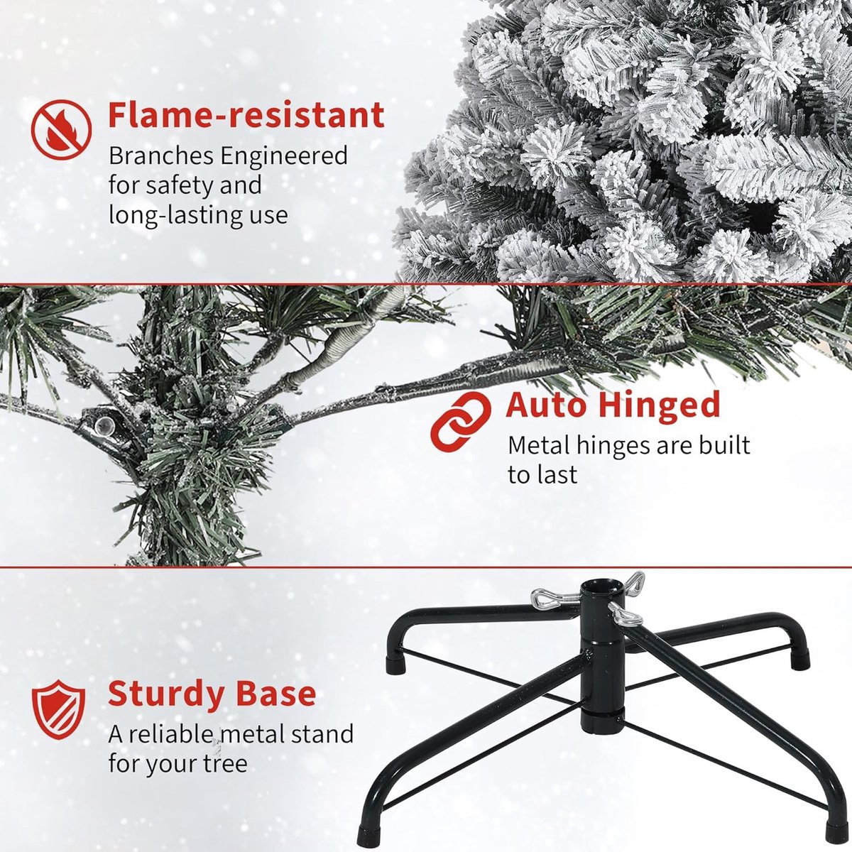 Kunstkerstboom – 120 cm – Met Verlichting – 100 LED – besneeuwd –Warm Wit – PVC Dennenboom – Wit – foto 3