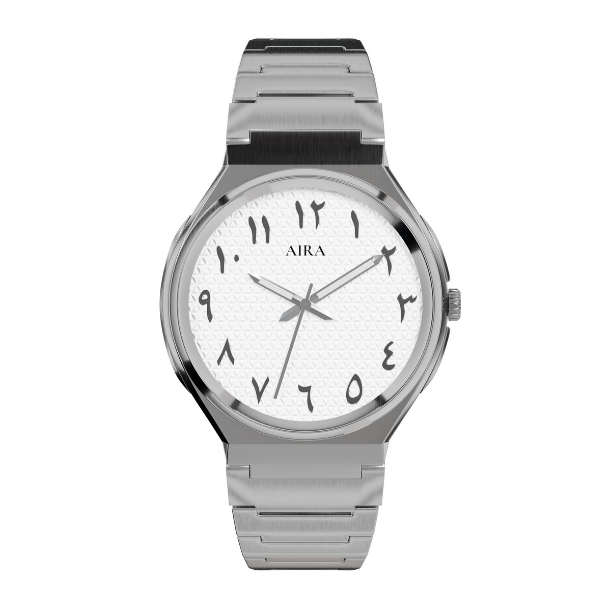 AIRA Fajr Pearl Heren Horloge - Waterdicht - Analoog - Quartz uurwerk - Roestvrijstaal met Arabische Wijzerplaat - Wit - 39mm