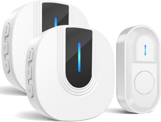 TECKNET Draadloze deurbel voor buiten, 400 m, waterdicht IP65, 60 melodieën en 5 volumeniveaus, set met ontvanger en zender, led-indicator voor thuis, klas, ziekenhuis, hotel, zwart