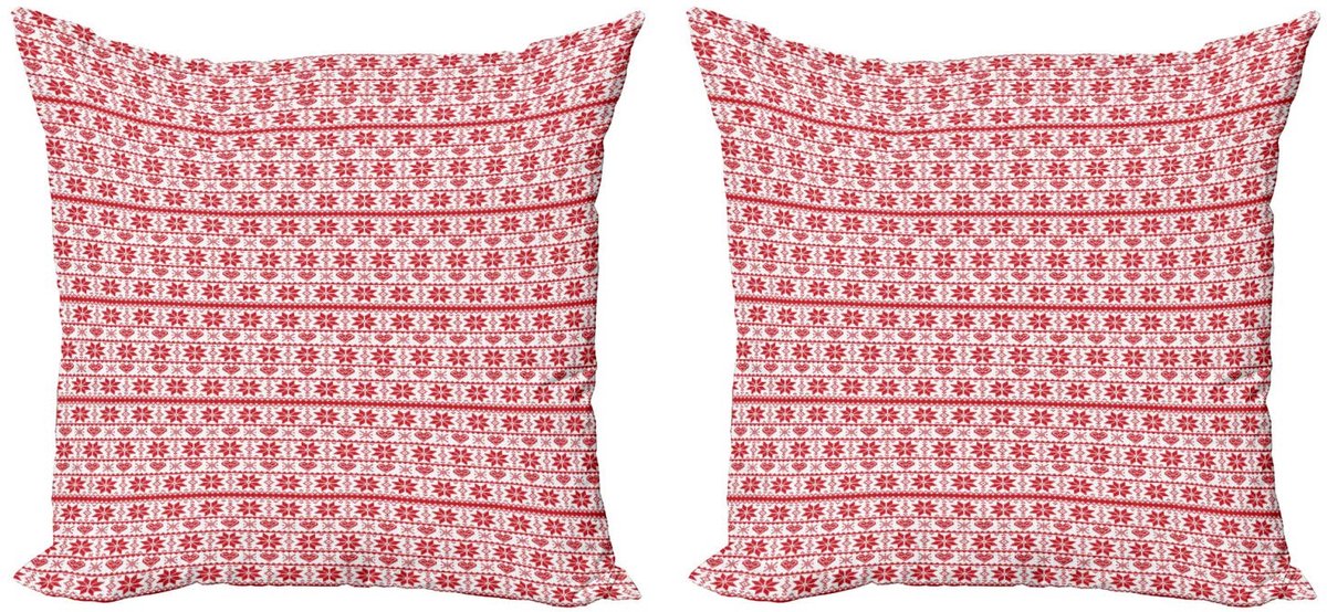 ABAKUHAUS Kussenhoes Nordic Borders – 50x50 cm – Dubbelzijdig Oranje Wit