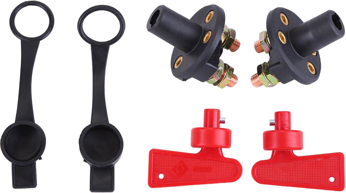 2 stuks Batterij-scheidingsschakelaar met sleutel - 12 V/24 V 300 A - Geschikt voor auto's/schepen/jachten