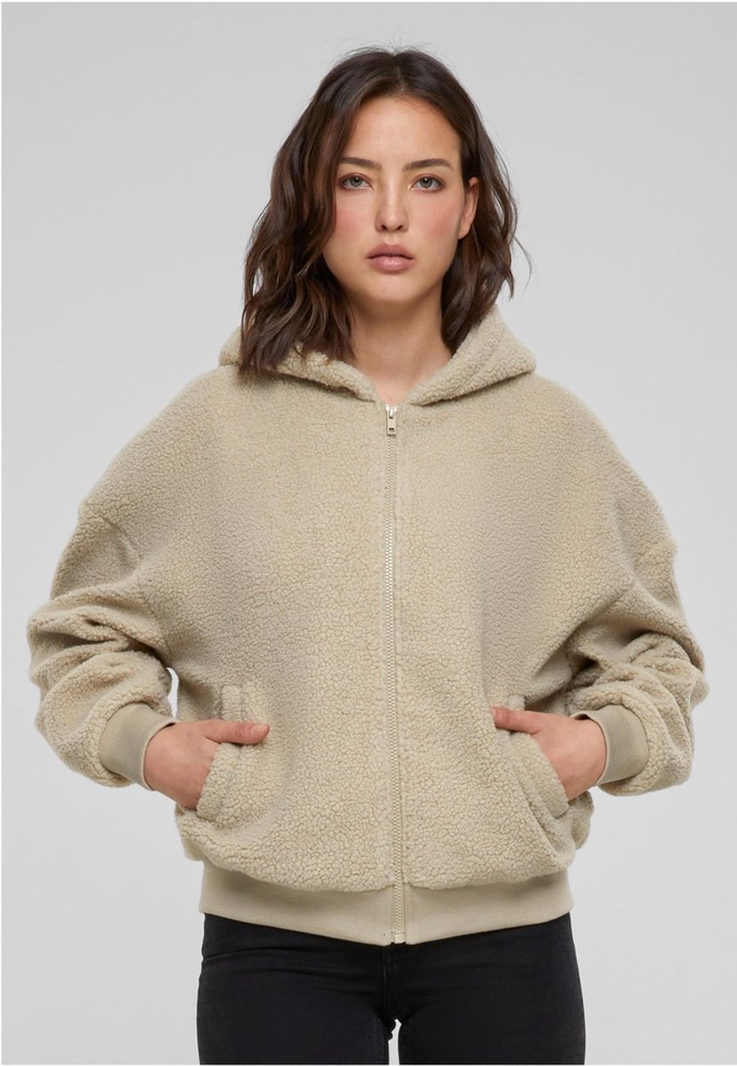 Urban Classics Oversized Sherpa Vest met capuchon M Beige