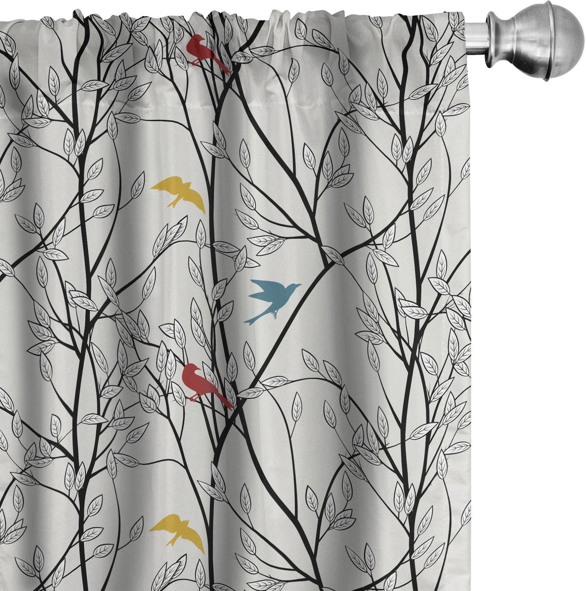 ABAKUHAUS Wald Voorhangen – 2x75x175 cm – microfaser – halfdonkerend – kokosnoot & multicolor Kokosnoot en veelkleurig