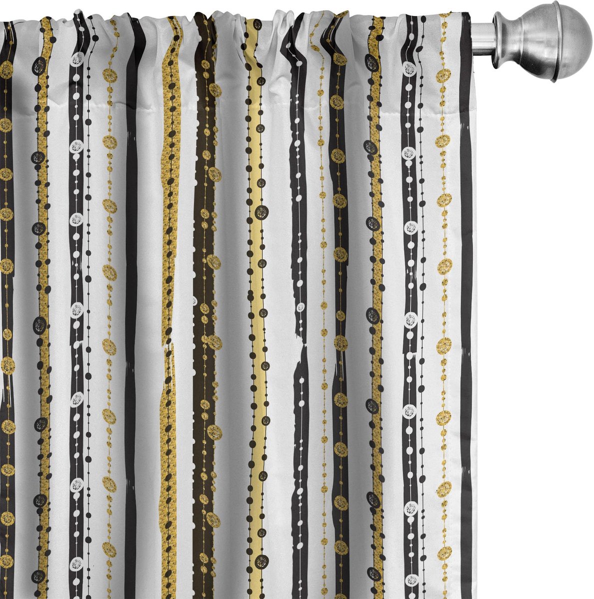 ABAKUHAUS Gestreepte gordijnen – 2x75x175 cm – microvezel – halfdonker zwart geel