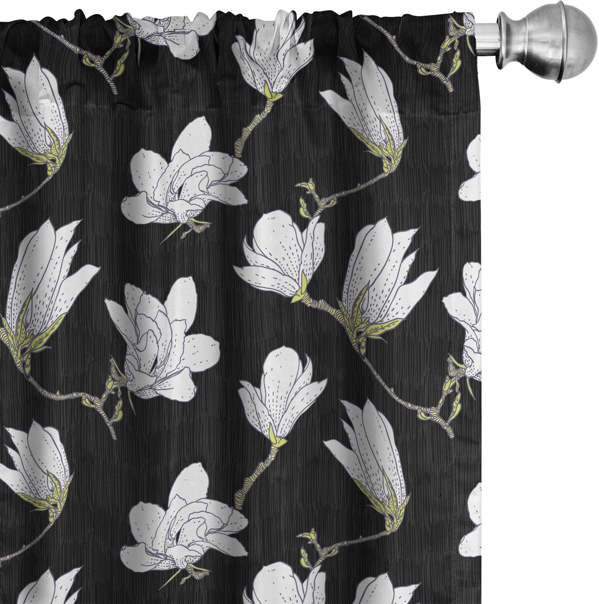 ABAKUHAUS Magnolia – Gordijnen 2x75x245 cm – Microvezel Groen/Zwart
