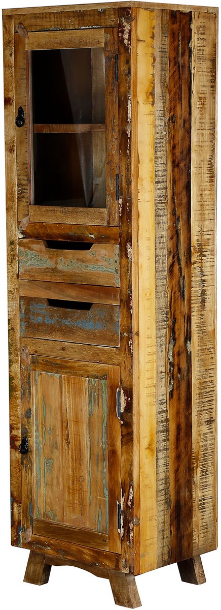 Woonkamerkast – vitrinekast – massief hout Kast – mangohout – vintage boho landelijk – woonkamer hal keuken