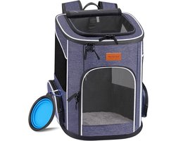 Pet Carrier Bag Multifunctionele Hond Fietsmand Tas - Rugzak - Schoudertas - Auto Reisdrager 4 in 1 Draagbare Ademende Hondendrager, Geweldig voor Katten Puppy Kleine Honden Reizen en Buitenshuis (Blauw)
