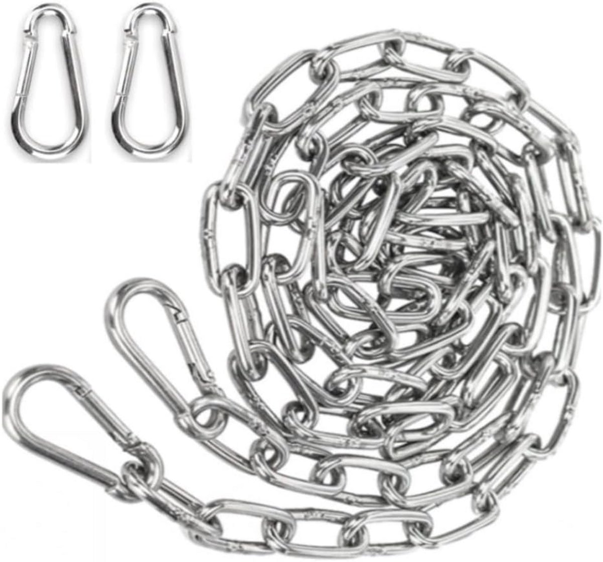 Roestvrij Stalen Ketting 3mm - 2m voor Meubels en Hangmatten met Karabijnhaken