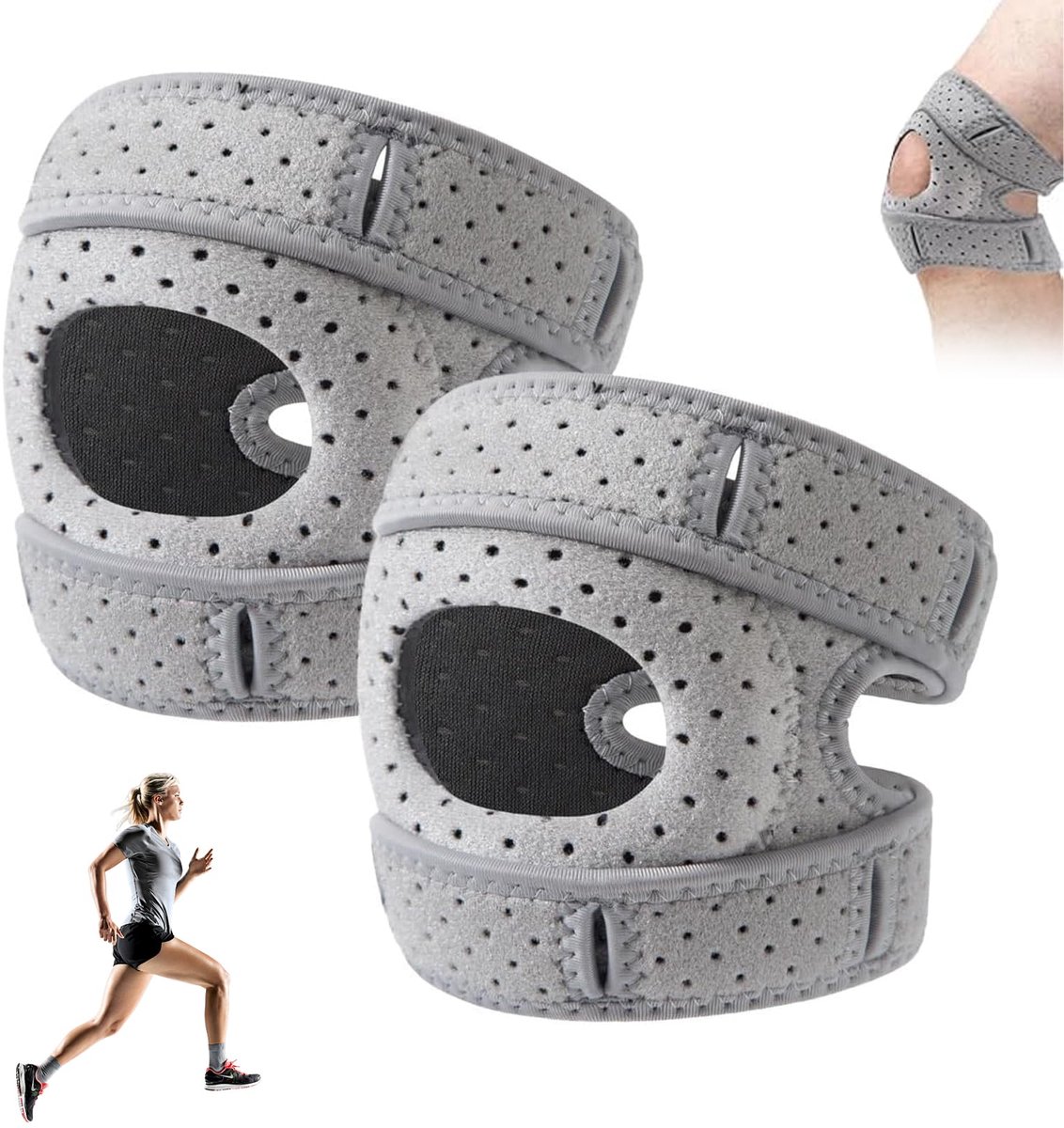 Unyqoos® Verstelbare Kniebandage Set voor Optimale Patella Ondersteuning bij Sport